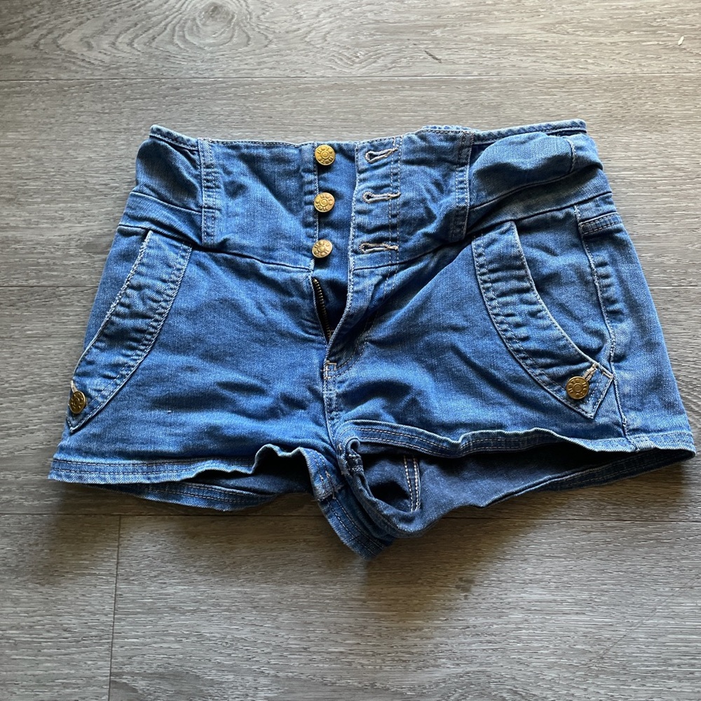 Denim high waisted shorts